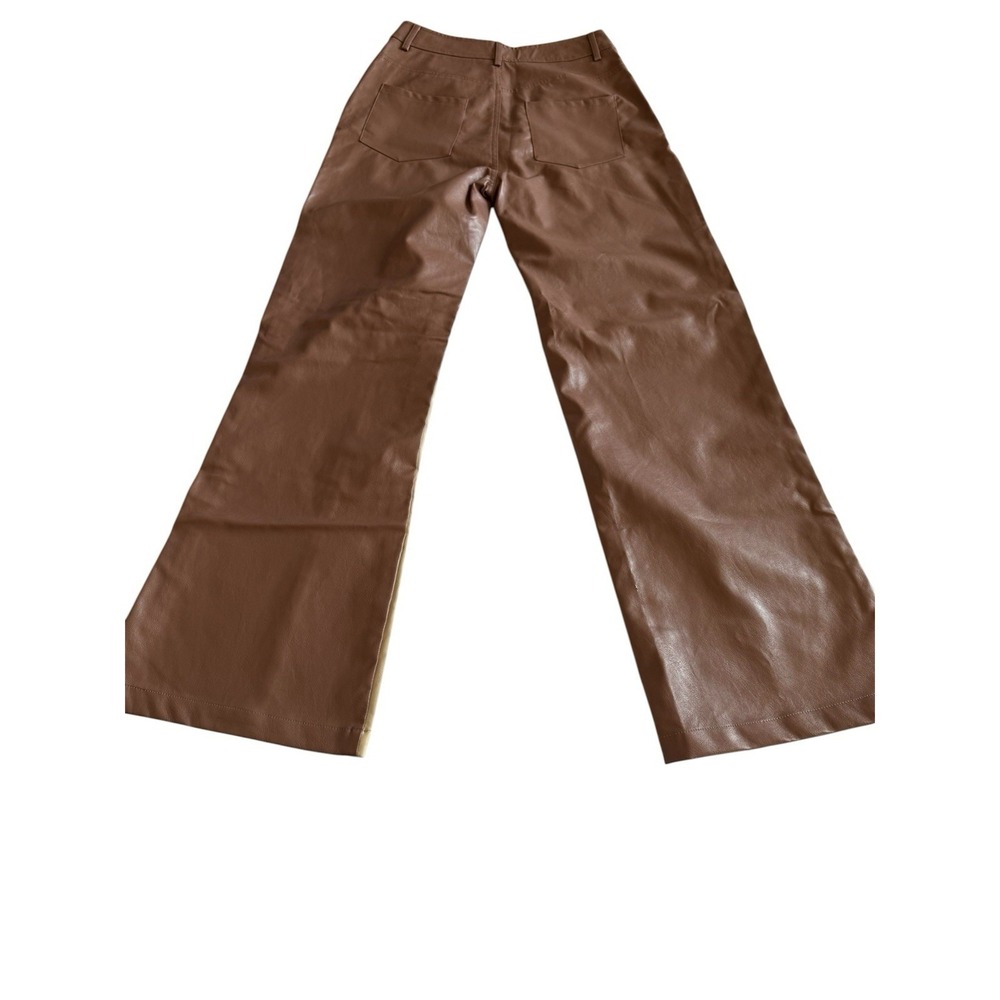 Vintage NWT Bailey Rose Faux Leather Pants Sz M Brown Baggy - Picture 2 of 7